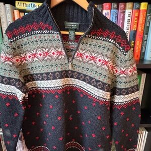 Lauren Ralph Lauren Zip-Up Sweater Fair Isle Wool Vintage